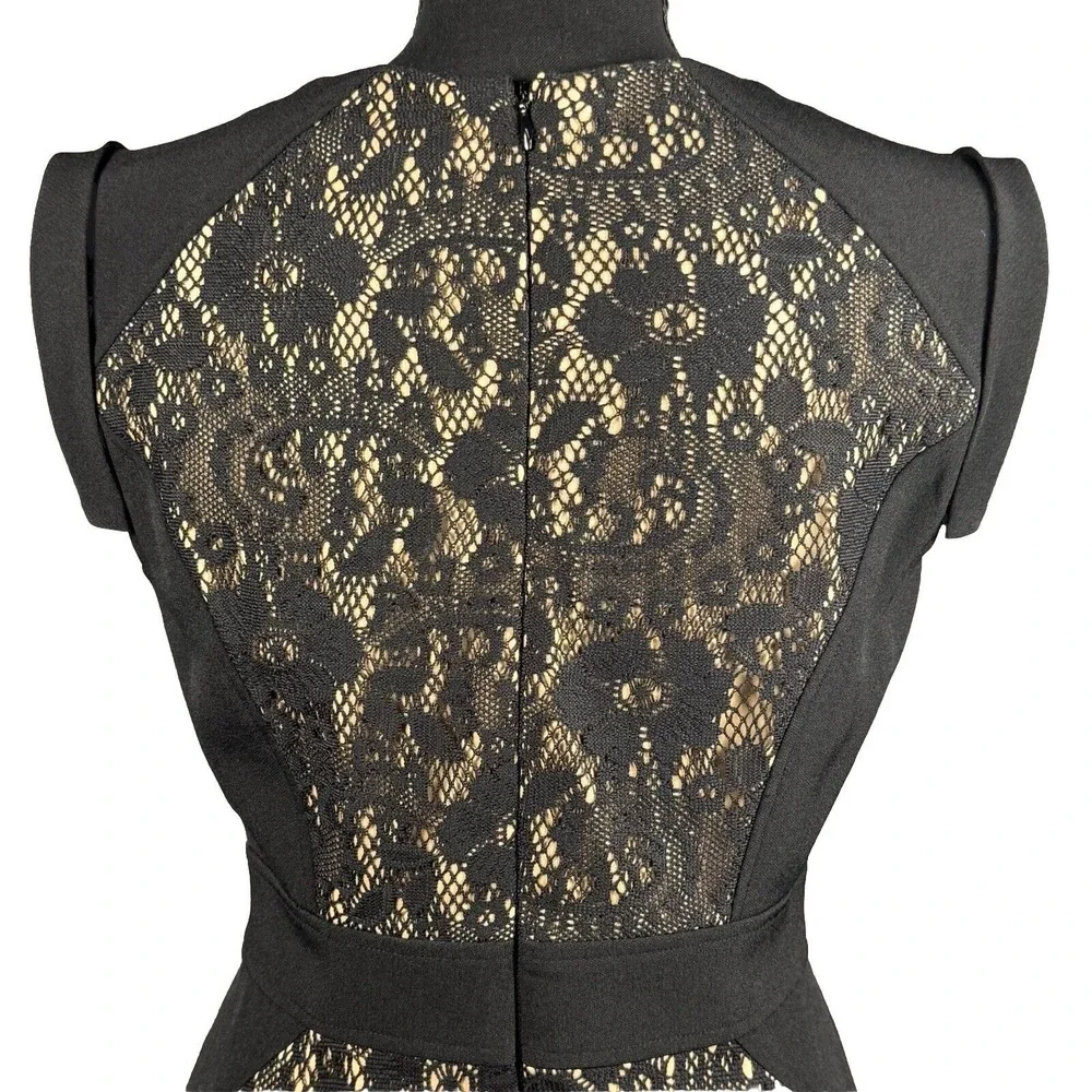 Adrianna Papell Womens Dress Size 4 Black Lace Sleeveless Zipper Back Crew Neck - Picture 6 of 16